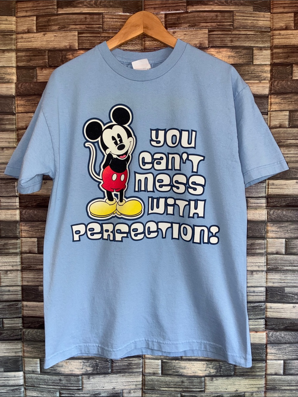 Vintage Alstyle Light Blue Mickey Graphic Tee - You Can't Mess With Perfection